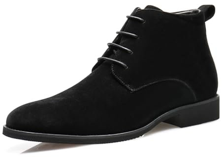 Botas Chelsea para Hombre Botines Chukka de Piel PU de Ante Botas de Vestir Casuales y Formales Botas Oxford con Cordones de Punta Puntiaguda para Hombre,Negro,39 EU
