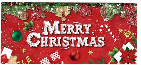 Allbestop Tür Abdeckung Weihnachten,Happy Christmas Banner Rot Große Größe Xmas Frohe Weihnachten Dekorationen Große Größe Xmas Frohe Weihnachten Deko Garagentor Abdeckung