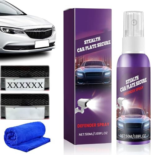 Endyniner Spray invisibile per targa auto da 50 ml, Spray invisibile per targa, Spray trasparente per targa auto, Protezione targa anti telecamera, Protezione targa, Privacy migliorata (1pcs)