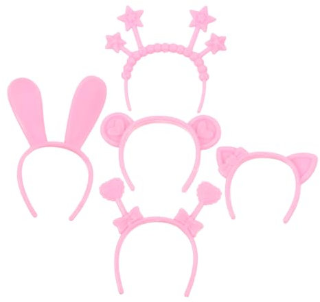 NUOBESTY 4 Satz Spielzeugpuppe rosa Ohren (5-teiliges rosa) Entenspiel-Stirnband Gelbes Bärenohren-Stirnband Tigerohren Flaschengriffe Griffe kompatibel Amy Rose Kostüm Ohren tragen Plastik