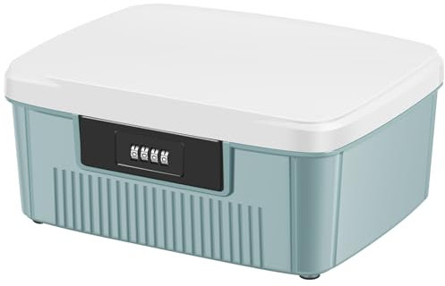 QINGLANG Contenitore con chiusura a chiave, grande, per medicinali, con serratura, per frigorifero, con codice, sicuro per alimenti, medicine, telefono, documenti d'ufficio (blu)