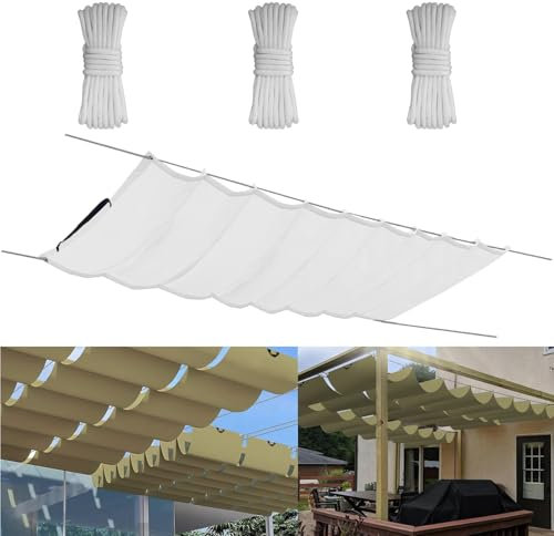 Einziehbare Welle Sonnensegel 0.95x4M, Verstellbar Aufrollbar Sonnenschutz Mit ösen, Spannmarkise Beschattung, Markise Wasserdicht Verstellbar Markisenstoff Für Terrassenüberdachung - Weiss