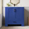 A ALFRESCOOL 76 x 46 x 78,5 cm Armario de baño de pie, tocador completamente lacado, estantes de doble puerta, cajones silenciosos, estantes en ambos lados, lavabo de cerámica integrado, azul