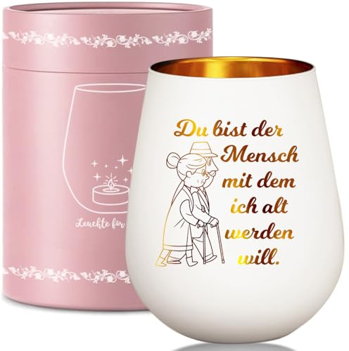 Windlicht Glas für Brautpaar Hochzeitsgeschenk, Goldene Silberne Diamantene Hochzeit Geschenke Deko für Frauen Mama Oma Frau zur Hochzeitstag Heiratsantrag Geburtstag, Teelichthalter mit Spruch