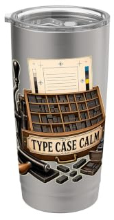 Type Case Calm Buchdruck Setzkasten Lettern Doppelwandiger Edelstahl-Thermobecher