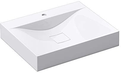 Mai & Mai Waschbecken Col810 Hänge-Waschtisch Aufsatz-Waschschale Mineralguss Weiß 1 Armaturenloch recht-eckig Breite: 60 cm