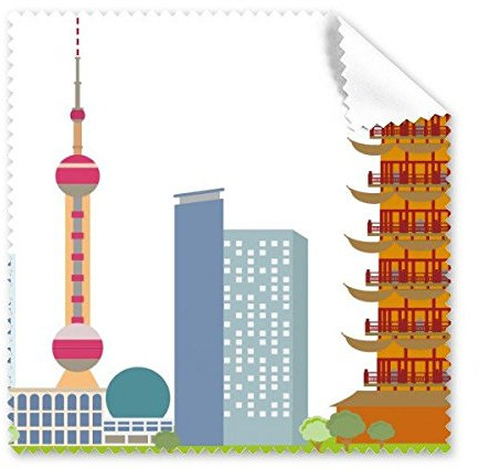 DIYthinker China Chinesische Architektur Der Oriental Pearl TV Tower Zeichen Traditionelle Kultur Illustration Muster Brillenputztuch-Reinigungstuch Telefon Screen Cleaner 5pcs