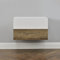 [en.casa] Wandregal Oslo mit Schublade 2er Set Nachttisch schwebende Nachtkommode Hängeregal Wandboard Nachtkonsole 46x30x15cm Holzfarben/Weiß matt