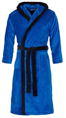 Di Ficchiano hommes MONZA peignoir à capuche peignoir hommes vêtements de nuit peignoir de sauna éco tex standard 100 vérifié – L Bleu Noir