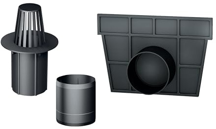 MEA Zubehör Kit für MEAPARK Entwässerungsrinnen | Frontplatten - Muffe mit Sieb - Seitlicher und vertikaler Anschluss - Einfache Installation