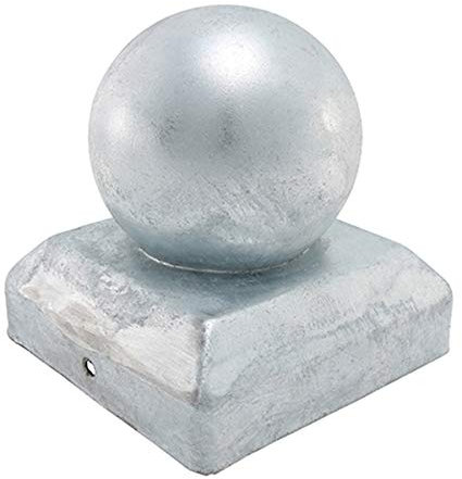 Metal Fence Post CAPS | Oxide Red/Galvanised Silver/Black | All Sizes 50mm 75mm 100mm Ball or Pyramid Available - Decorative (100x100mm Ball, Hot Dipped Galvanised)