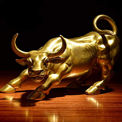 Pevfeciy Messing Wall Street Bull Statue glück Geschenke Startseite Wohnzimmer Dekoration Büro viel Glück und Reichtum Thanksgiving/Weihnachten handgefertigte Geschenk,M