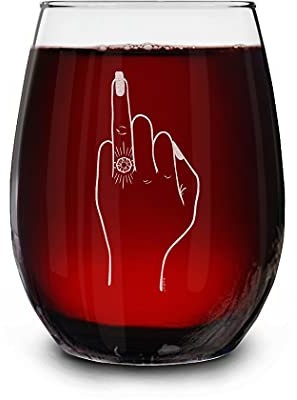 shop4ever Just Engaged Weinglas mit Fingergravur, ohne Stiel, 425 ml, für die zukünftige Braut, Verlobung, Ankündigung, Geschenk