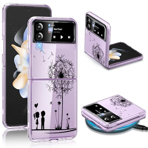 Croazhi Z Flip 4 Handyhülle für Samsung Galaxy Z Flip 4 5G Hülle, Transparente Dünn Silikon Blumen Muster, Galaxy Z Flip 4 Schutzhülle 360 Grad Bumper Stoßfest für Samsung Z Flip 4 Case