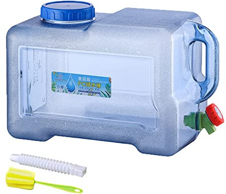 Starnearby Bidon d'eau 5L-22L avec Robinet, Réservoir d'eau Potable, Jerrican Alimentaire Camping, Conteneur d'eau sans BPA avec Tuyau et Brosse pour Camping, Randonnée (18L)