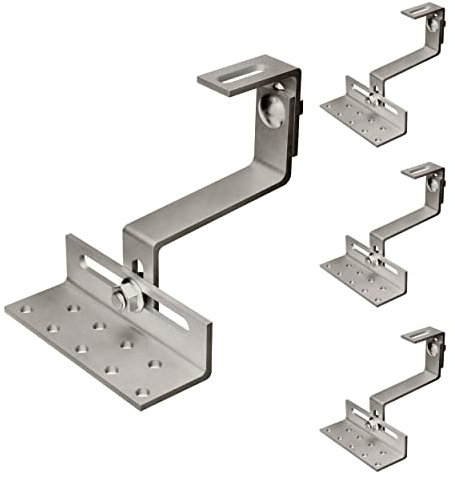 VOOXA Edelstahl A2 V2A Dachhaken PRO L130 3-fach verstellbar für die Montage von Photovoltaikmodulen auf Ziegel- und Pfannendächern (4 Stück)