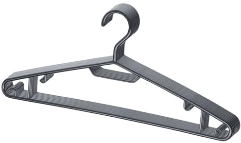 Berlona Kleiderbügel | 10 Stück | Kunststoffbügel mit seitlichen Haken | Platzsparender Bügel, leicht und funktionell | 41 cm x 18,5 cm | für Mäntel, Kleider, Hemden, Pullover, Jacken, Hosen | Schwarz