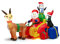 COSTWAY Aufblasbarer Weihnachtsmann mit Schlitten, LED Weihnachtsdekoration mit 2 Pinguinen, Geschenkboxen, Winterdekoration Weihnachtsbeleuchtung für Hof, Rasen, Garten, Party, Selbstaufblasend