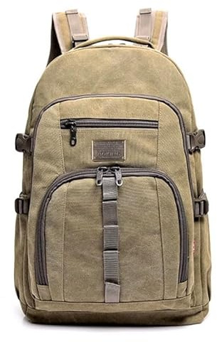 Mochilas de lona Vintage para hombres y mujeres, bolsa de viaje informal para estudiantes, senderismo, viaje, Camping, bolsas de 50 litros (Marron)