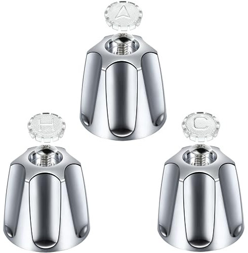 Dreyoo 3-teiliges Duschknauf-Ersatzteil, kompatibel mit Price/Pfister Verve Badewannen-Dusche, Badewannen-Duscharmatur-Griff, Umrüst-Set enthält 1 x heiß, 1 x kalt, 1 x Umsteller und 3 Schrauben