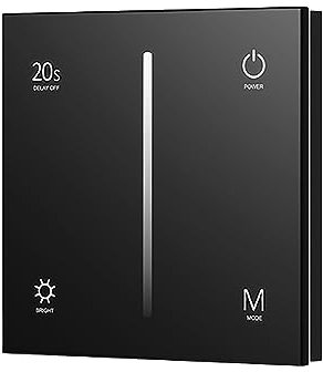 Black 1 Zone Touch Glass Panel 0-10V Wall Dimmer Switch AC 100-240V RF 2.4GHz