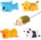 NQEUEPN 5pcs Cable Protector Animals Bite, Cute Charging Cable Saver Chewers Phone Cable Buddies Panda Shark Tiger Duck Hedgehog Charger Data Cover Cable Sleeves for iphone Most Cellphones and iPad