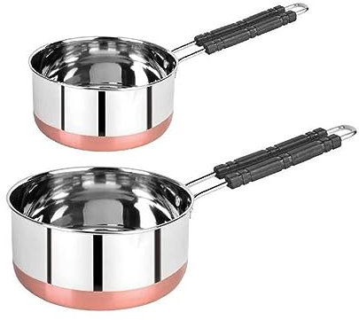 USA Deals 365 Stainless Steel Copper Bottom Sauce Pan with Copper Coating|Flat Base Sauce Pan | Tea Pan | Milk Pan | Tapeli Patila | Sauce Pot Cookware (1 Liter)