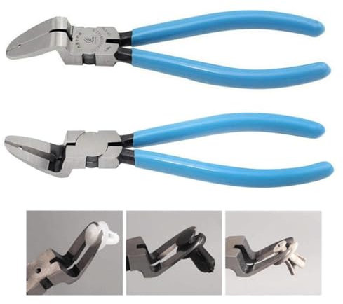 Diagonal Cutting Pliers, Side Cutting Plier Car Panel Puller Clip Pry Plastic Rivets Fastener Removal Wire Flush Cutters Auto Push Retainer (Light Blue)
