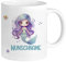 GRAZDesign Tasse Meerjungfrau mit Namen personalisiert, Becher für Mädchen in türkis als Geschenk, Keramik 330ml