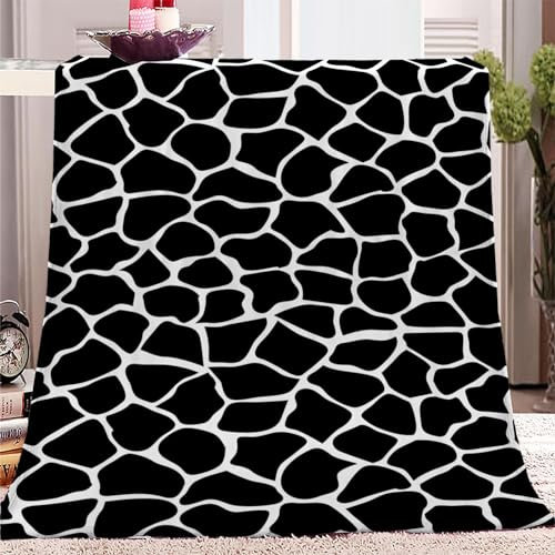 Schwarz-WeißEs, Fleckiges Muster Kuscheldecke Weiche Flauschige Decke XXL 150x200cm, Warmer Flanell Bettüberwurf, Ganzjahresdecke, Leichte Reisedecke - Fleecedecke als Sofadecke Bettdecke