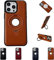 AUWIRUG Luxurious Leather Invisible Stand for iPhone Case, Luxurious Faux Magnetic Leaky Label Phone Case, Leather Magnet Stand Phone Case for iPhone 15/14/13/12 Pro Max Plus (15 Pro Max,Light Brown)