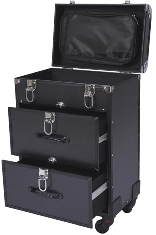 Kosmetikkoffer Trolley Rollender Schminkkoffer mit Schlössern Schminktasche mit Unterteilungen, Kosmetikaufbewahrungs-Organizer 36x23x58 cm für unterwegs Make-up Nagelkunst Haarstyling