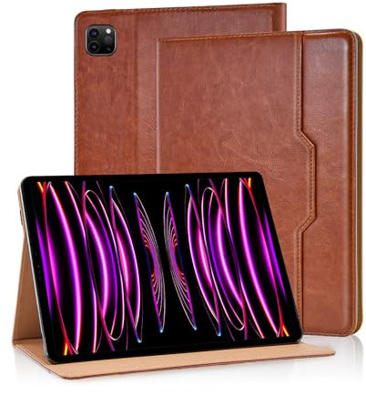 Vkooer Custodia per iPad Pro 11 pollici 2022/2021/2020/2018 Cover Protettiva Pelle PU con Auto Svegliati/Sonno e Supporto Funzione Apple iPad Air 6 Flip Tasca Case, Marrone