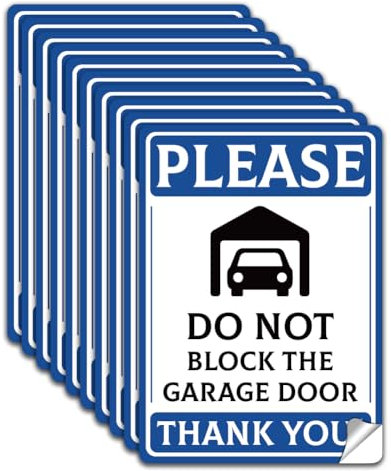 WADORN 10 Stück PVC Aufkleber mit Aufschrift 'Do Not Block Garage Door', Legende Bitte Blockieren Sie Nicht Das Garagentor Danke 13x18cm Blau Parkverbotsschild Langlebig Selbstklebender Aufkleber
