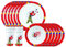 FUN HOUSE Jeux Olympiques Paris 2024 LOT Repas JO 6 Assiettes 22 cm, 6 Bols 16cm ET 6 Verres 220ml - Vaisselle réutilisable, Blanc/Rouge