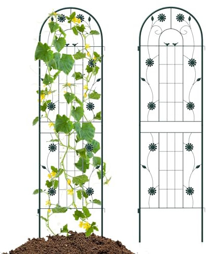 GOPLUS Lot de 2/4 Treillis Jardin pour Plantes Grimpantes, Treillis pour Plantes 1,8M/2,2M en Métal Galvanisé, Treillis Décoratif pour Plantes, Légumes, Fleurs, Vignes (Tournesol Vert|50x220CM,2)