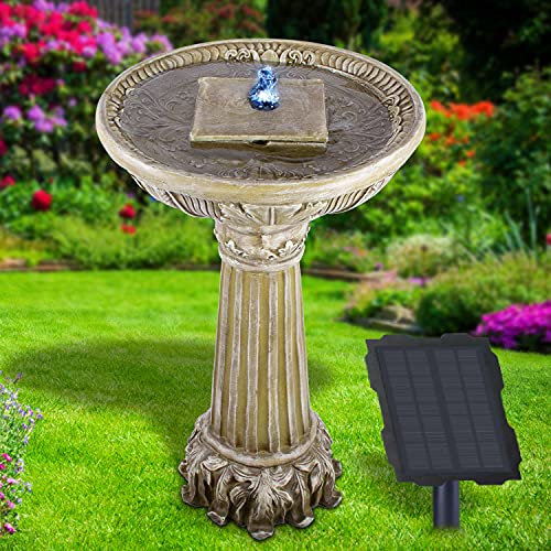 AMUR Fontaine de Jardin Solaire avec Batterie Li-ION et Lumière LED - Fontaine DE l'amour