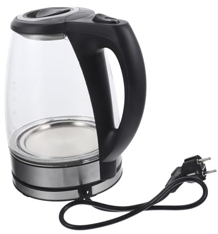 PHENOFICE Pava Hervidor Eléctrico Tetera De Ebullición Rápida Hervidor De Agua Caliente Eléctrico Portátil Suministros De Cocina Black Vidrio