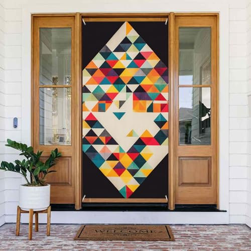 NONHAI Dreieckige geometrische Türvorhänge für Tür, Privatsphäre, Trennwände, Fengshui-Vorhang, Verdunkelung, Tapisserie, Stoff, Tür, Fenster, Vorhang für Schlafzimmer, Küche, Dekoration, Tür,