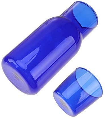AUTSUPPL 1 Set Glass Bottle Carafe with Cup Blue Cups Water Cups Clear Drinking Glasses Tea Jug Water Carafe Espresso Cups Clear Coffee Mug with Lid Mouthwash Dispenser Iced Tea Blue