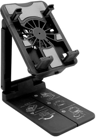 Phone Cooler Fan with Stand Cell Phone Cooler Stand Height Adjustable Mobile Phone Radiator Fan with Colorful RGB Lights for Live Streaming Mobile Gaming (Black)