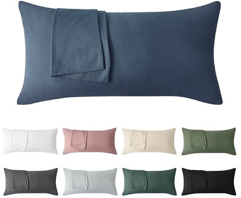 Jellymoni Kissenbezug 30x50 Baumwolle 2er Set Kissenbezüge Blau Oeko-Tex aus 100% Gewaschene Baumwolle Kopfkissenbezug mit Verstecktem Reißverschluss Weich 2 Stück Kissenhülle für Kissen 30x50cm