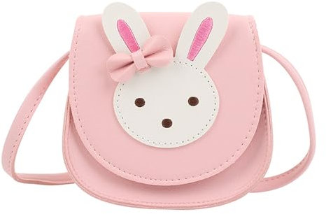 TAXTYHRE Kinder Umhängetasche Mädchen, Niedlicher Hase CrossBody Bag, Kaninchen Tasche Kinder, PU Leder Schultertasche, Ostergeschenke für Kinder Mädchen - Rosa