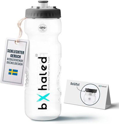bXhaled - BPA freie Gym Flasche Trinkflasche Fitnessstudio - Keim- und Geruchsfreie Gym Trinkflasche 750ml Auslaufsicher, Fitness Flasche Gymflasche mit Motivationsspruch, Weiß