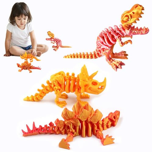 DVAURLIAN 3er-Set 3D-gedruckte bewegliche Dinosaurier-Spielzeugmodelle mit flexiblen Gelenken, geeignet als Geschenk, Spielzeug und Desktop-Dekoration für Kinder und Erwachsene (Mädchen)