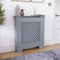 Vida Designs Oxford Radiator Cover – Traditional Cross Pattern, Grey, MDF, Painted Finish, Heat Efficient, Small, (H 82 x W 78 x D 19 cm)