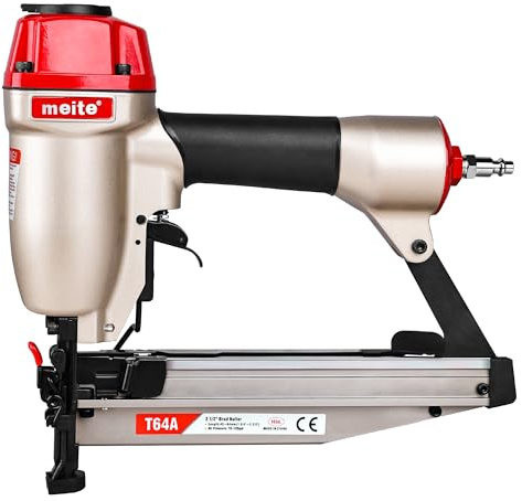 meite T64A 16 Gauge Finish Nailer Pneumatic Finish Nail Gun for Woodworking, Fits 32–64mm 16G Finish Nails, Lightweight with Safety Trigger & Quick-Release Nose