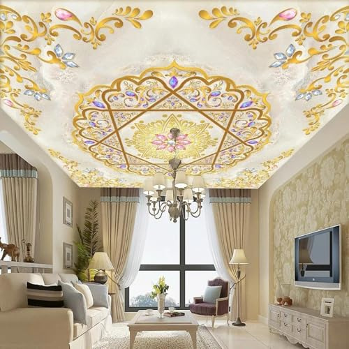 JCSMKFQ Papier peint autocollant mural en PVC 3D pour salon décoration de plafond intérieur en marbre doré en relief peinture murale autocollante