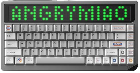 Angry miao AM RGB 65 Wireless Creamy Mechanical Gaming Keyboard. 68-Key Tri-Mode 2.4G Bluetooth Wireless. Custom LED Screen. Hot-Swap Switch. High-End RGB Gaming Accessories for PC & Mac - Cyber Grey