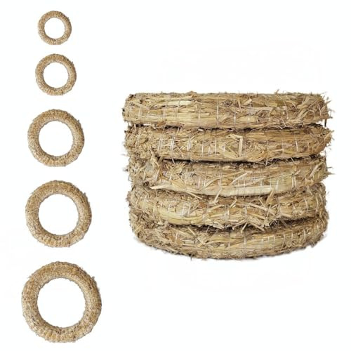 Strohkranz Rohling - 5er Set Strohrömer - ø 50 cm Durchmesser - 8 cm Stärke, Türkranz, Deko Kranz, Kranz Rohling, Strohring für kreative Adventsgestaltung (50cm/8cm - 5 STK.)
